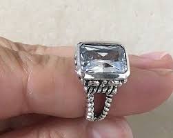 Barse Ring Size 6, Sterling Silver, Clear Crystal Rectangular, MSRP $145 | eBay