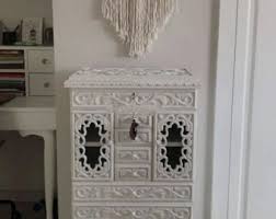 Buy Carved Jewelry Chest and Makeup Cabinet With Drawers, Walnut Wood Cosmetic Storage Box, Large Wooden Makeup Organizer Online in India - Etsy