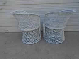 Pair Wicker Bucket Basket Peacock Chair Rattan Buri ...