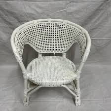 Vintage Childs Wicker Chair Painted White 18" Tall Doll ...
