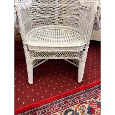 Palm Beach Regency White Wicker Peacock Chair, 1970s | Chairish