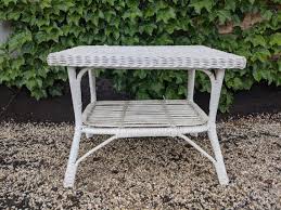 Vintage White Wicker Table | Eclectic Farmhouse Country Cottage Boho Outdoor Patio Furniture - Etsy