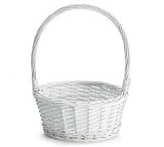 WHITE WICKER BASKET W/ HANDLE CASE