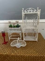 Vintage Victorian Dollhouse White Wire Metal Shelf Flower Box & Basket, Plants | eBay