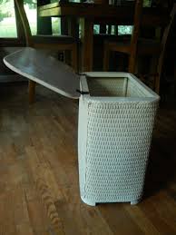 Laundry Hamper Basket [20''x20''x12''] White Woven Wicker Wood w/ Hinged Lid Vtg | eBay