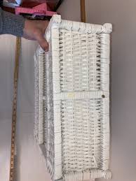 Vintage White Wicker Shelf Two Shelves wall hanging or table ...