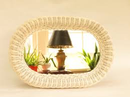 Vintage White Wicker Oval Mirror - Old Wicker Mirror ...