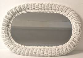 1970s Mid-Century Modern White Oval Handwoven Rattan Pencil ...