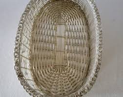 Vintage Silver Toned Wire Oval Basket With Handles Woven Metal Decorative Tray Unique Collectible Made in Hong Kong - Etsy