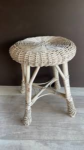 Vintage Wicker Stool - Plant Stand - Side Table - Four ...