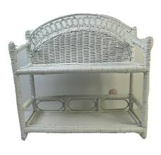 Vintage 70s White Wicker Rattan Shelf Display Cabinet Shabby Chic Boho | eBay