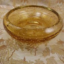 Vintage Amber Bubble Glass Bowl 8¼" Controlled Golden Amber ...