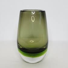 Crate and Barrel Heavy Art Glass Oliver Vase 7" x 3.5" Green Layered Color | eBay