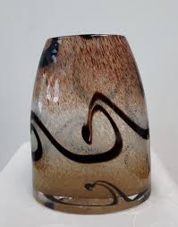 Pier 1 STUDIO ART GLASS VASE Beautiful Speckle Brown Wave 7 ...