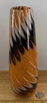 Mid Century Feathered Glass Vase: Hand Blown Murano Style ...