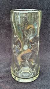 EXOTIC MID CENTURY HEAVY CLEAR ART GLASS VASE CURVED BENT ...