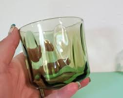 Hazel Atlas Lyric Tumblers & Rocks Glasses in Avocado Green ...