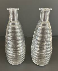 Pair Of 8” Clear Glass Bee Hive Bubble Vases Bottles | eBay