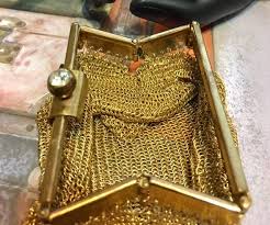 Vintage Gold Mesh Coin Purse Rhinestones Germany US Zone ...