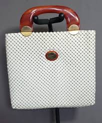 VTG WHITING & DAVIS 60'S WHITE MESH TOTE WITH ...