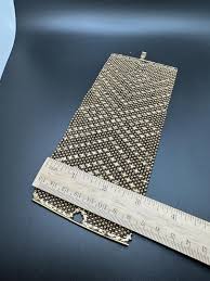 Vintage Gold Tone Beaded Woven Bracelet With Chevron and ...