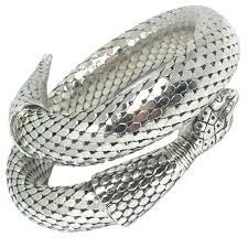 WHITING & DAVIS SNAKE BRACELET & Earrings Mesh Silver Tone ...