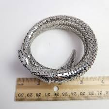 Vintage Triple Coil Snake Bangle Bracelet Silver Tone Scale ...