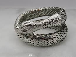 Vintage Whiting Davis Silver Serpent Coil Snake Bracelet ...
