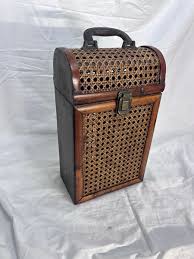 Double Wooden wicker Wine Box Gift Box Wine Bottle Holder ...