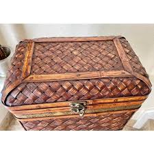 Late 20th-Century Handwoven Tabletop Rattan & Bamboo Wood ...