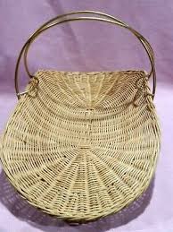 Vintage 15" x 9" Wicker Magazine Basket/Rack with Gold Metal Handle & Feet | eBay