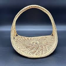 Hand Coiled Pine Needle Gathering Basket Medallions Wood Square Base | eBay