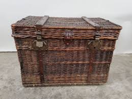 Antique French Wicker Chest Trunk