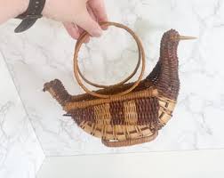 Vintage Wicker Bird Basket: 70s Fall Decor, Trinket Holder - Etsy