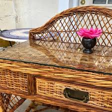 BAMBOO RATTAN DESK / Island Style Bamboo Writing Desk / Natural Bamboo Desk 36" / One Drawer / Gorgeous Vintage Desk at Retro Daisy Girl - Etsy