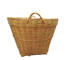 Large Woven Wicker Basket with Arched Handles Rustic Natural ...