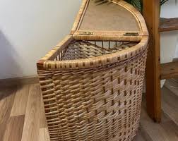 Natural Wicker Corner Laundry Hamper Basket Wicker ...