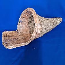 Vintage WICKER CORNUCOPIA BASKET 18" Horn of Plenty ...