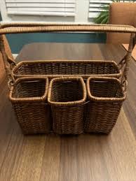 Vintage Boho Wicker Utensil/napkin Basket | eBay