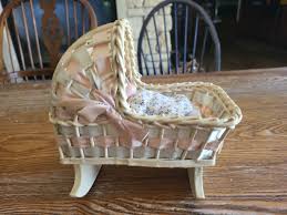 Antique Miniature German Bisque Baby Doll in Wooden Cradle | eBay