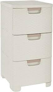 CURVER | STYLE 3-Drawer Storage Tower, Rattan Look, Ivory, 37.8 x 32.8 x 59.4 cm, Plastic : Amazon.com.be: Home & Kitchen