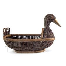Vintage Wicker Duck Trinket Holder Basket | Chairish