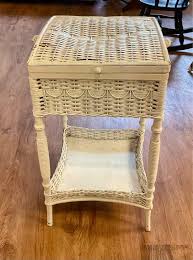 Vintage Wicker Lift-Top Sewing Storage Table - Renew Home & Decor