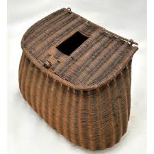 Large Antique American Hand Made - Hand Woven Sweetgrass Fly Fishing Creel - Fish Basket | Chairish