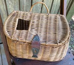 Vintage Wicker Fishing Creel Basket with Fish Latch, No strap | eBay
