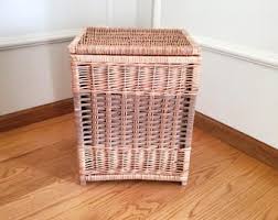 Wicker Clothes Hamper Vintage 20" Height Rectangular Laundry ...