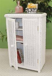 Wicker Linen Cabinet with Glass Top