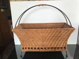 Vintage MCM Scandanavian Rattan Wicker Wrought Iron Magazine ...