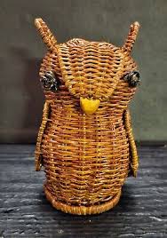VINTAGE Brown Miniature Wicker Basket Owl Basket By Avon | eBay