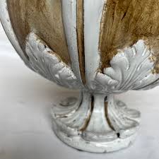 1990s Italian Hand Painted Brown/White Ceramic Vase | Chairish